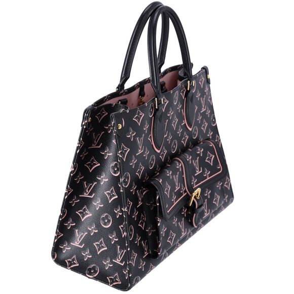 Louis Vuitton Onthego MM Monogram Tote Bag M46154 Noir Monogram Watercolor Pink - Picture 14 of 14